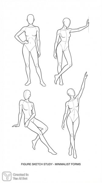 Схематичные фигуры человека: минималистичный арт-референс для художников. Картинка из нейросети Nano Banana
