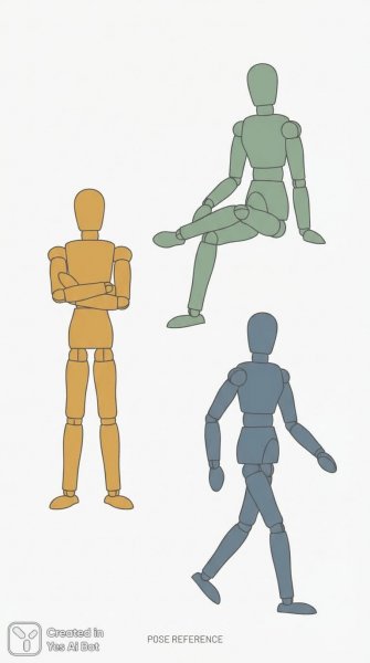 Манекены для художников: простая поза и пропорции. Изображение из нейронной сети Нано Банана