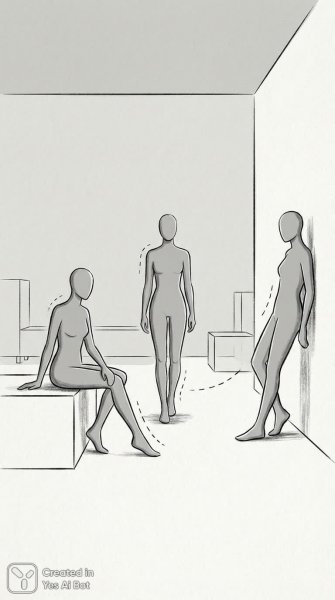 Схематичные манекены: минималистичная иллюстрация динамичного скетча без деталей и одежды. Генерация из нейронной сети Nano Banana