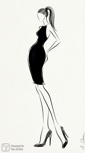 Элегантный силуэт: минималистичный скетч моды для стильной фигуры. Картинка из нейросети Нано Банана