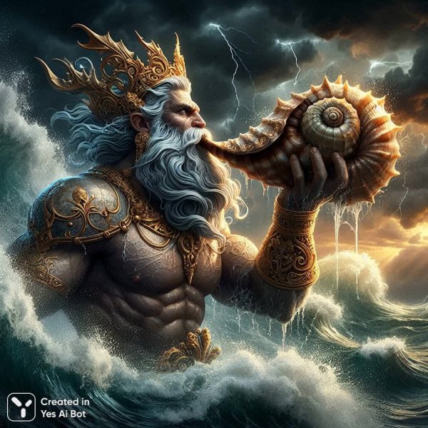 Тритон и морская раковина: послание в бурю. Нейронная сеть Dalle