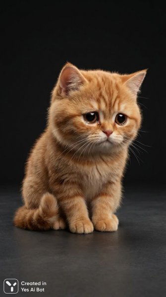 Грустный котенок табби на темном фоне в деталях. Картинка из нейронной сети Nano Banana