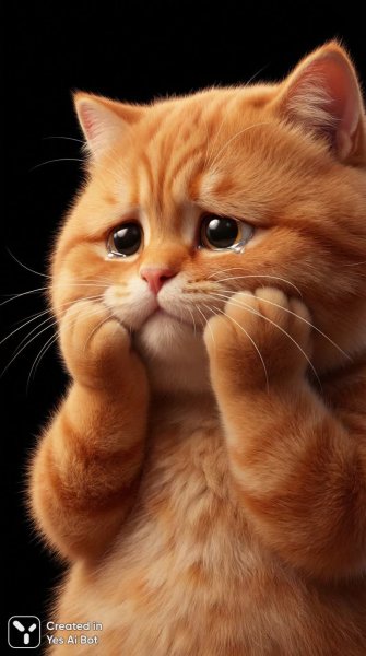 Грустный котик: пухлый оранжевый взгляд печали и нежности. Нейросеть Nano Banana