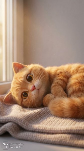 Пушистый котенок: умильная фотореалистичная 3D анимация в объятиях тепла. Нейросеть Nano-Banana