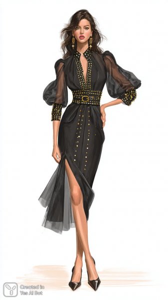 Элегантность в деталях: цифровая иллюстрация модной модели. Изображение из нейросети Midjourney