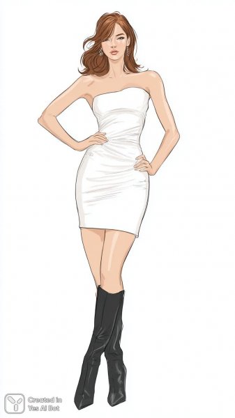 Элегантность в белом: эффектная иллюстрация высокой моды и стиля. Изображение из нейронной сети Midjourney