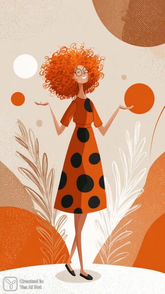 Яркая танцовщица с кудрявыми волосами в стильном купальнике и перьях – современная иллюстрация в пастельных тонах. Картинка из нейронной сети Midjourney