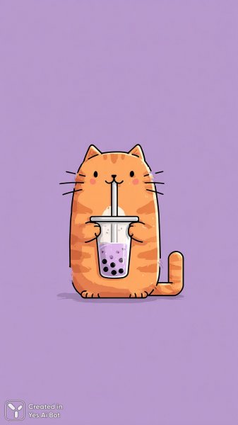 Очаровательный котенок с молочным напитком и пушистым хвостом. Картинка из нейронной сети Миджорни
