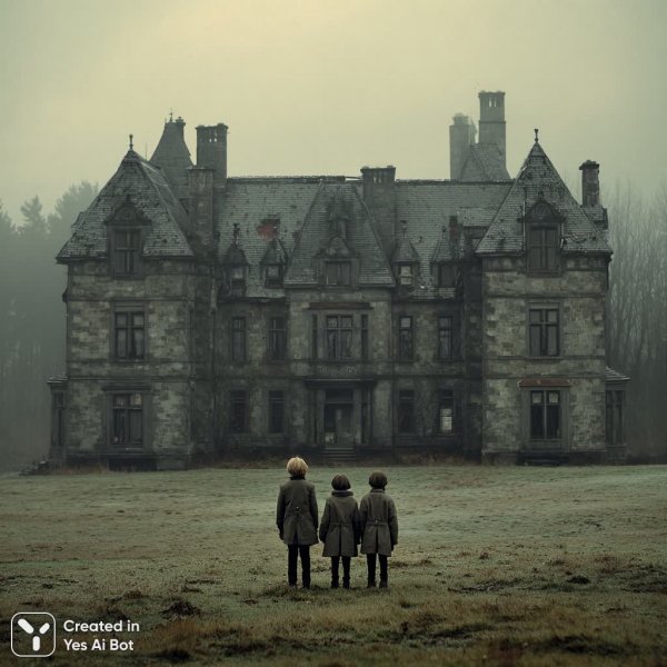 Заброшенный особняк: тайны старых стен и детские тени. Генерация из нейросети Миджорни