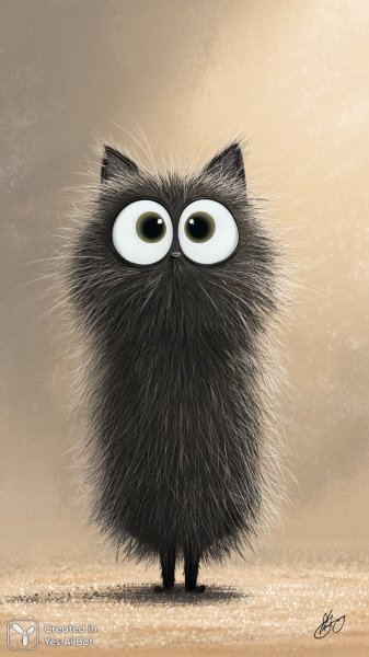 Удивленный пушистый кот в уютном современном интерьере с мягким фокусом и высокой детализацией. Нейросеть Midjourney