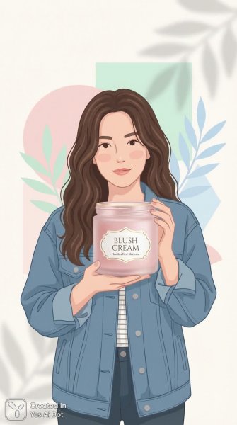 Нежная красота: современная иллюстрация с розовым кремом и девушкой. Нейросеть Нано Банана