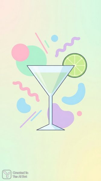 Минималистичный мартини: абстракция в пастельных тонах и ярких цветах. Генерация из нейросети Nano Banana