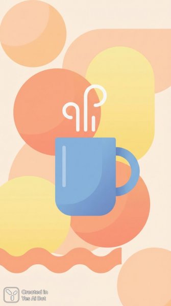 Нежная геометрия: синий кофе на пастельном фоне. Генерация из нейросети Nano-Banana