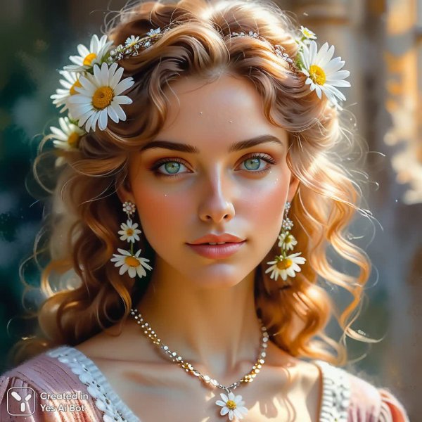Нежная красота: акварель и случайный момент с девушкой и ромашками. Генерация из нейросети Stable Diffusion