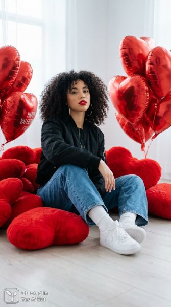 Красное сердце в деталях: мода, уверенность и праздник Валентина. Картинка из нейросети Нано Банана