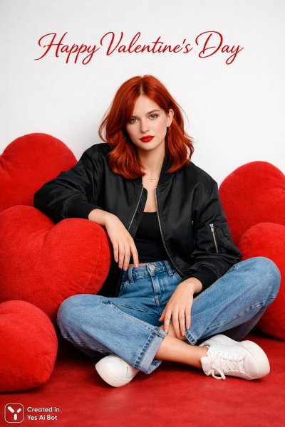 Красная любовь: стильная съемка в ультра HD с девушкой и Валентином. Нейросеть Sora images Ai