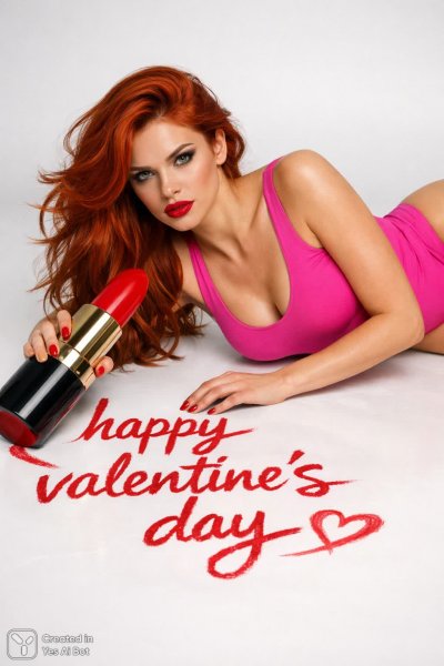 Огонь и латекс: Валентинское настроение в фотосессии с косметикой. Нейронная сеть Sora Images