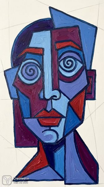 Кубизм и геометрия: яркий портрет в современном стиле. Генерация из нейросети Нано Банана