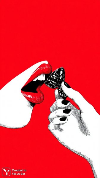 Яркие губы и сладкий акцент в стиле поп-арт. Картинка из нейросети Миджорни