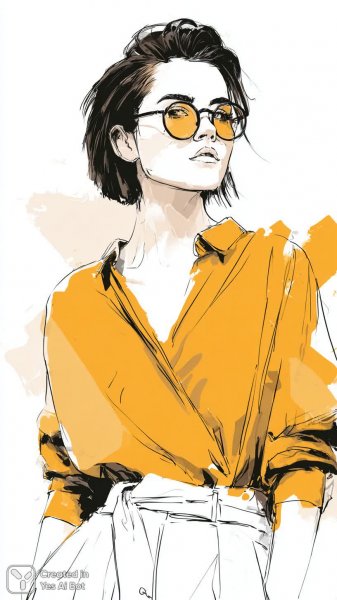 Элегантный городской стиль: современная иллюстрация модной модели. Изображение из нейронной сети Миджорни