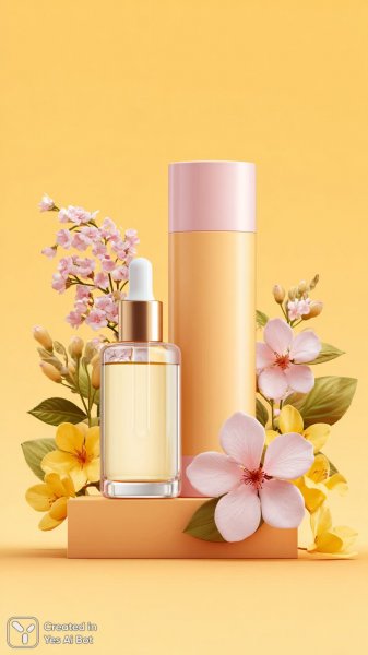 Яркая косметика в нежных тонах и среди цветов. Нейросеть Midjourney