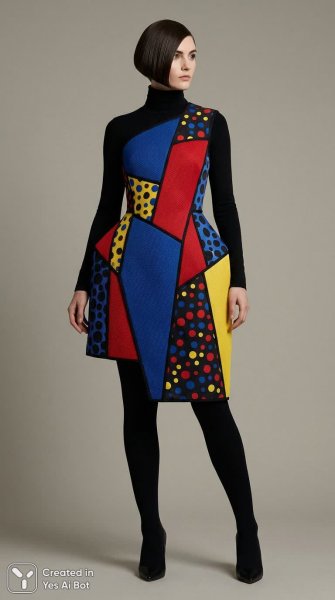 Яркий образ: современный стиль с горошком и геометрией. Нейронная сеть Nano-Banana