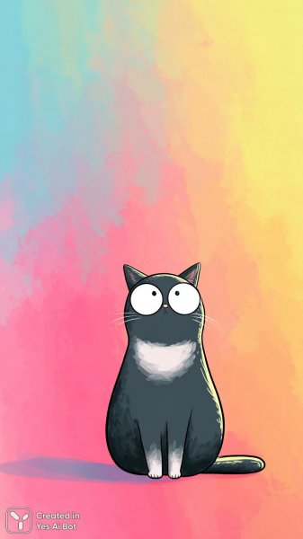 Милый котенок на радуге: яркий и радостный момент. Изображение из нейронной сети Midjourney