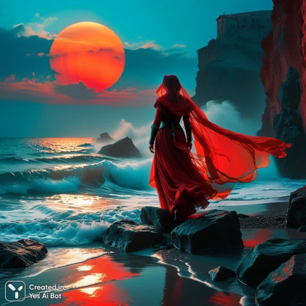 Закат над безбрежной тайной вечности и красоты. Картинка из нейросети Stable Diffusion