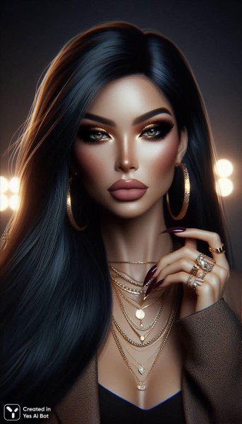 Роскошный образ: золото, блеск и дерзкий стиль в деталях. Изображение из нейросети Dalle 3