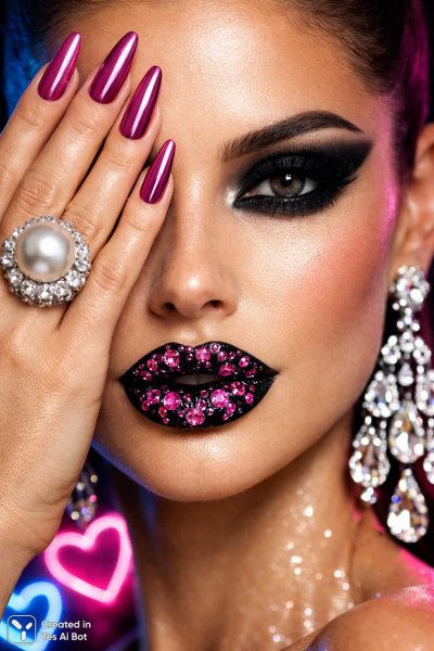 Загадочный взгляд: фантазия, красота и неоновое сияние в макросъемке. Изображение из нейросети Sora Images