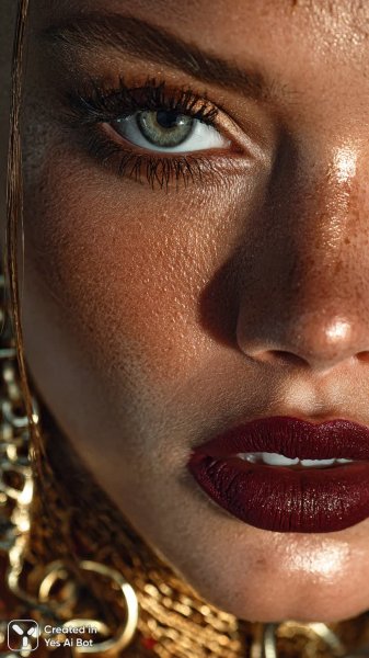 Роскошный образ: яркий макияж и изысканные украшения в стиле гламура. Изображение из нейросети Midjourney
