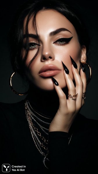 Роскошный образ: яркий макияж и блеск драгоценностей. Изображение из нейросети Миджорни