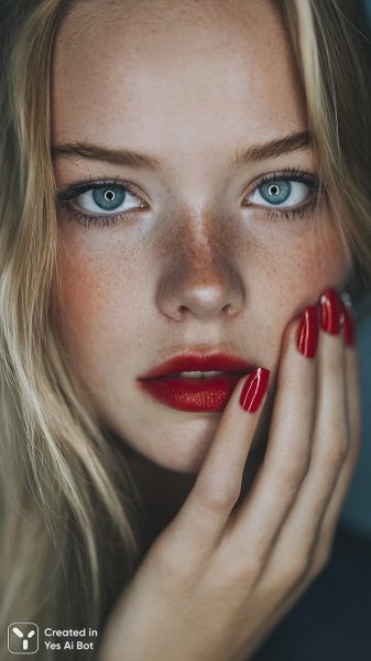 Яркая красота: портрет с драматичным макияжем и акцентом на лицо. Картинка из нейронной сети Midjourney