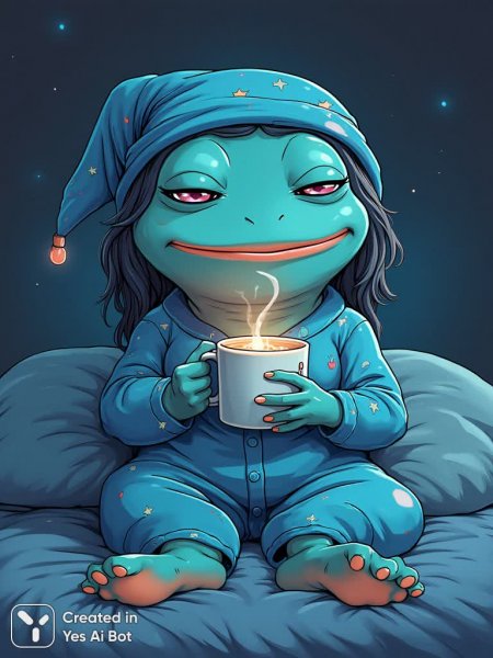 Лягушка в пижаме: уютный вечер и сладкие сны о звездах. Генерация из нейросети Flux