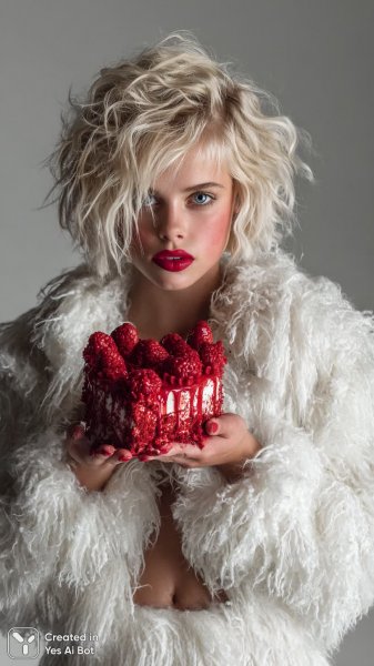 Девушка с золотыми локонами и пушистым пальто в романтическом настроении. Генерация из нейронной сети Миджорни