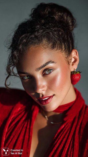 Загадочная красотка с клубникой в алых бархатах. Нейронная сеть Миджорни