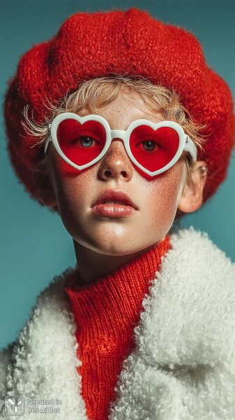 Очарование в красном и белом: взгляд сквозь сердцевидные очки. Картинка из нейросети Миджорни