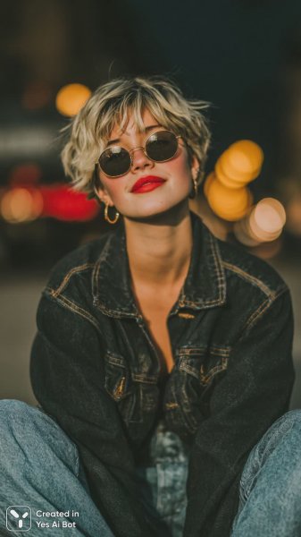 Ночная улица в стиле стрит: дерзкий образ с розовой помадой и кожаной курткой. Нейронная сеть Миджорни