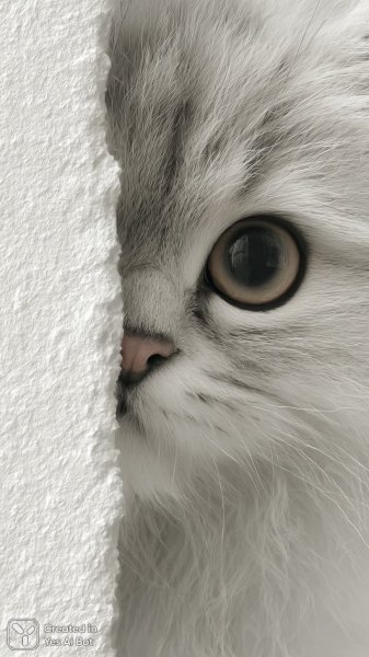 Забавный котенок с большими глазами и мягкой шерстью. Изображение из нейросети Midjourney