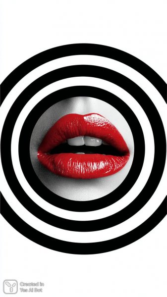 Яркие губы в стиле поп-арт: смелый векторный дизайн с контрастным кольцом. Изображение из нейросети Midjourney