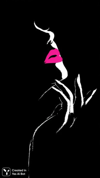 Минималистичный портрет с яркой помадой и полосатым фоном в стиле векторной графики. Генерация из нейронной сети Midjourney