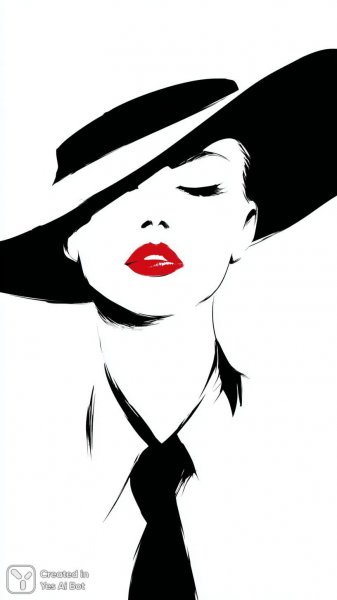 Яркая губа и шляпа в черно-белом стиле. Генерация из нейронной сети Миджорни