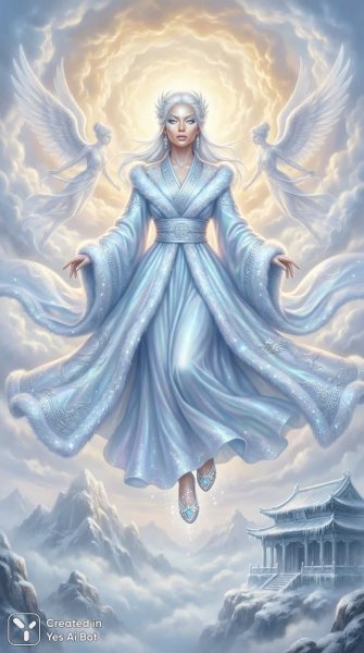 Невероятная красота: небесная королева в серебряном сиянии. Изображение из нейросети Нано Банана