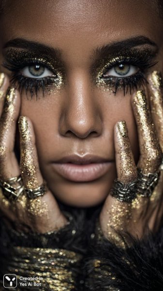 Роскошный образ: дерзкая красота в золоте и коже. Изображение из нейронной сети Midjourney