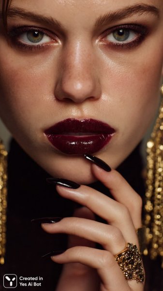 Роскошный образ: золото, бордо и завораживающий взгляд. Нейронная сеть Midjourney