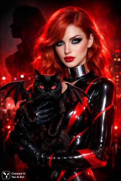 Неоновая блондинка с кошкой: танец тьмы и света в бурлескном стиле. Генерация из нейросети Sora Ai Images