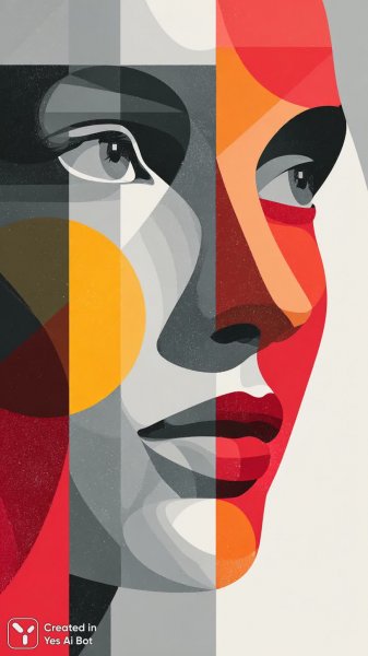 Разделенное лицо: игра света и геометрии в стиле современного кубизма. Нейронная сеть Миджорни