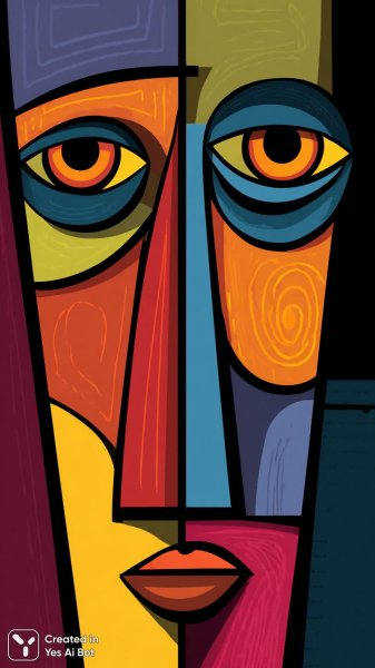 Кубизм и цвет: яркий портрет в графическом стиле. Нейронная сеть Миджорни