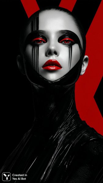 Неоновый взгляд будущего: киберпанк портрет в деталях и контрасте. Изображение из нейронной сети Midjourney