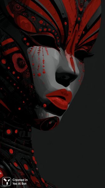 Эффектный образ с ярким макияжем и украшениями в стиле ар-деко. Генерация из нейросети Midjourney